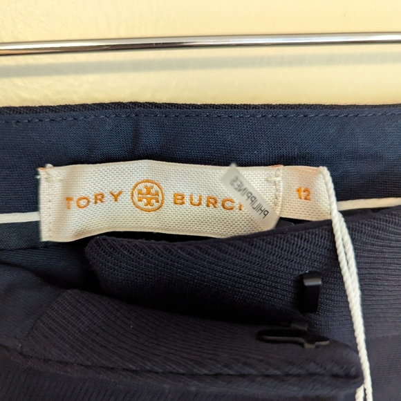 Tory Burch Navy Pleated Trousers - Picture 3 of 4